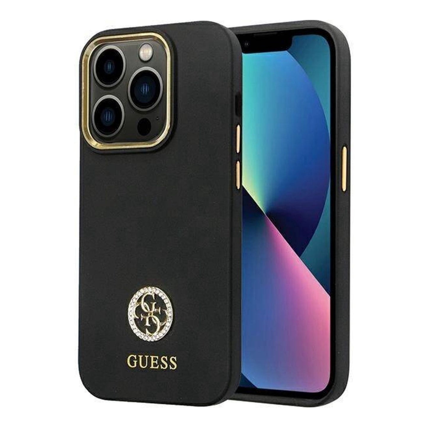 Guess iPhone 14 Pro - Silicone Strass - Black